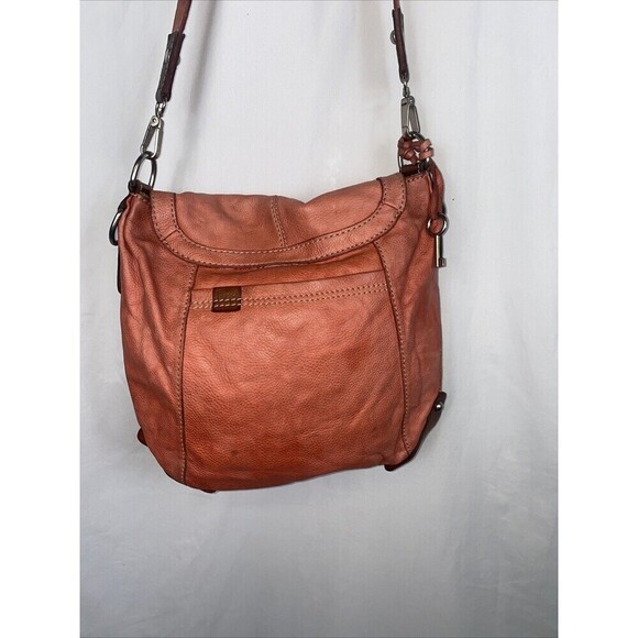 FOSSIL Key Per Crossbody Leather Orange Summer Handbag Boho Hobo Hippie - Picture 7 of 14